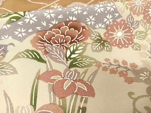 平和屋着物●訪問着 型染め 霞花文 暈し染め 正絹 逸品 AAAW4191np