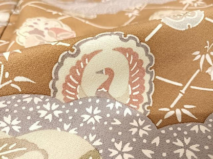 平和屋着物●訪問着 型染め 霞花文 暈し染め 正絹 逸品 AAAW4191np