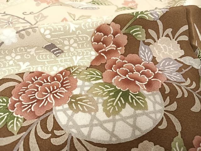 平和屋着物●訪問着 型染め 霞花文 暈し染め 正絹 逸品 AAAW4191np