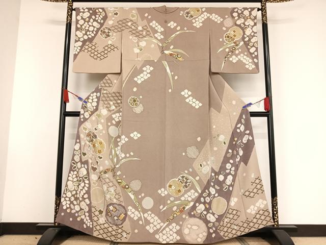 平和屋着物●訪問着 駒刺繍 絞り 辻が花 金彩 鬼しぼ縮緬 正絹 逸品 AAAW4195np