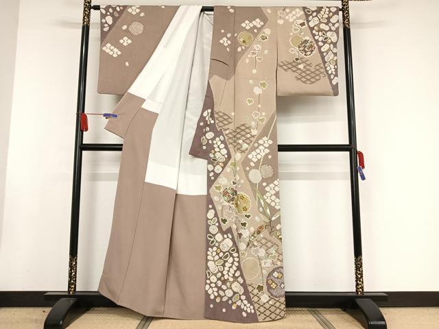 平和屋着物●訪問着 駒刺繍 絞り 辻が花 金彩 鬼しぼ縮緬 正絹 逸品 AAAW4195np