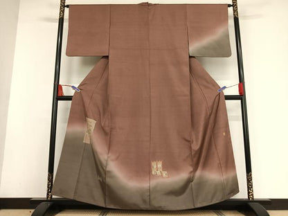 平和屋着物●訪問着　紬地　友禅　作家物　几帳文　唐辛子　暈し染め　正絹　逸品　AAAW4210np