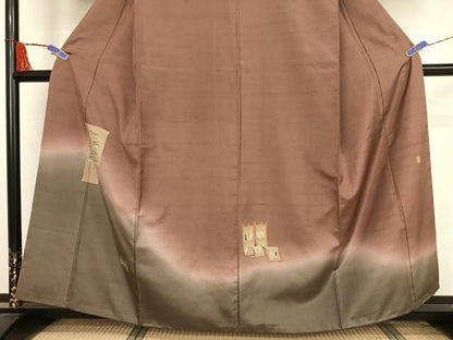 平和屋着物●訪問着　紬地　友禅　作家物　几帳文　唐辛子　暈し染め　正絹　逸品　AAAW4210np