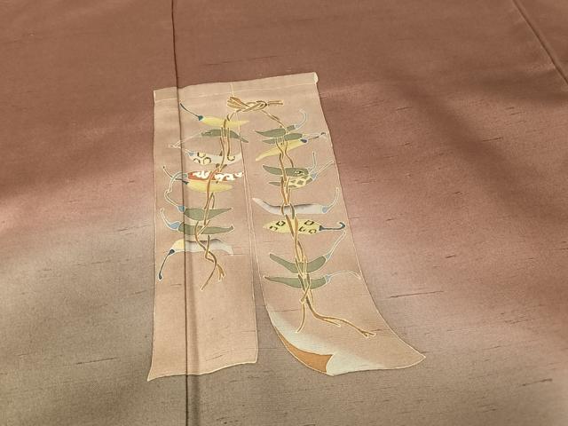 平和屋着物●訪問着　紬地　友禅　作家物　几帳文　唐辛子　暈し染め　正絹　逸品　AAAW4210np