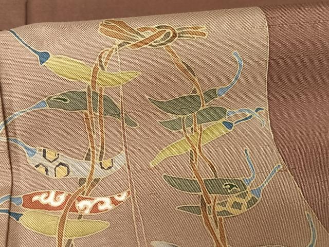 平和屋着物●訪問着　紬地　友禅　作家物　几帳文　唐辛子　暈し染め　正絹　逸品　AAAW4210np