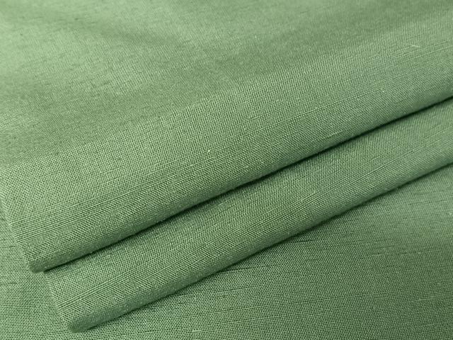 平和屋着物●上質な紬　色無地　木賊色　正絹　逸品　AAAW4215np