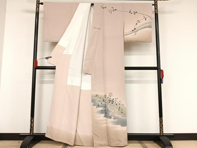 平和屋着物●訪問着 友禅 作家物 枝花文 暈し染め 正絹 逸品 AAAW4254np
