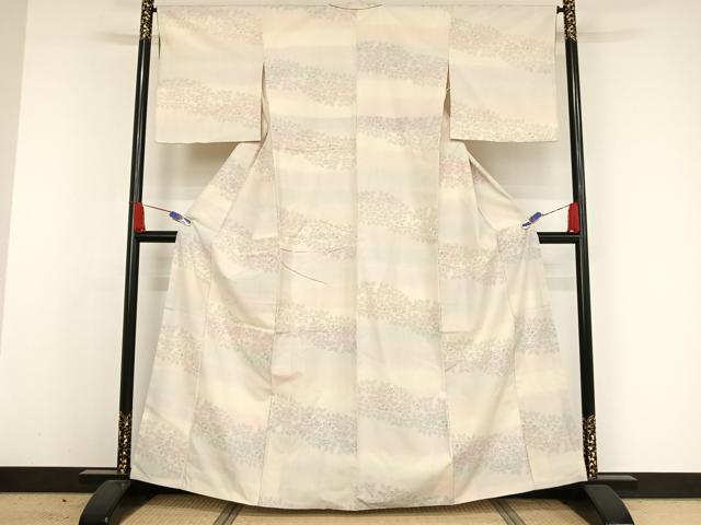 平和屋着物●結城紬 草花文 正絹 逸品 AAAW4264np