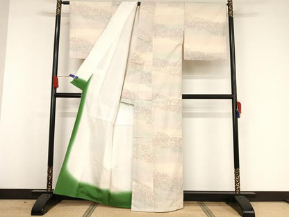 平和屋着物●結城紬 草花文 正絹 逸品 AAAW4264np