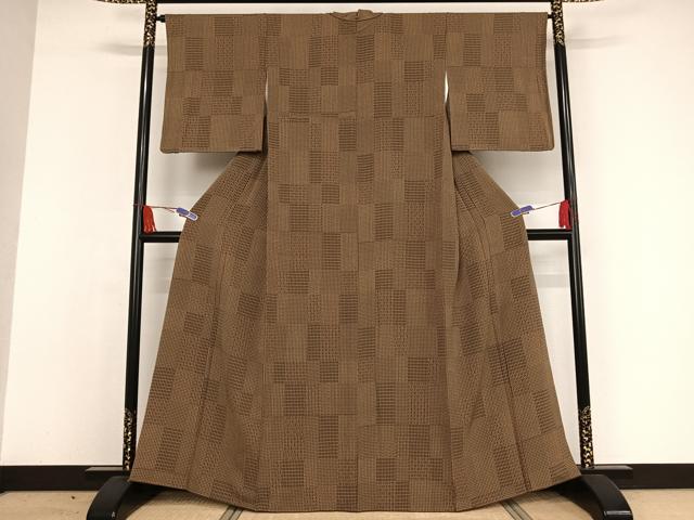 平和屋着物●上質な小紋 格子 正絹 逸品 AAAW4269np