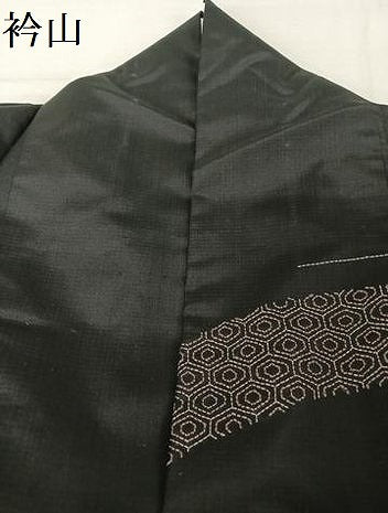 平和屋着物●本場大島紬　訪問着　刺し子　刺繍　吉祥文　黒地　正絹　逸品　AAAW4299np
