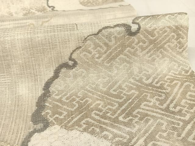平和屋着物▽六通柄袋帯 雪輪花文 金銀糸 スリーシーズン 春夏秋 正絹 逸品 AAAW4310np