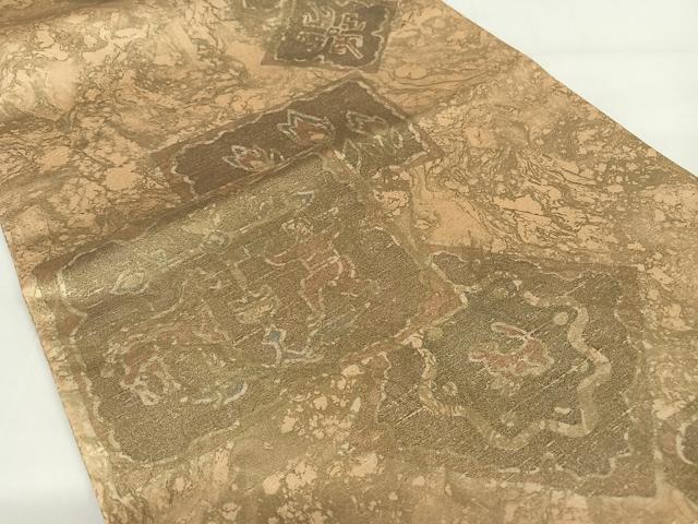 平和屋着物●全通柄袋帯 紬地 壁画文様 金彩 正絹 逸品 AAAW4328np