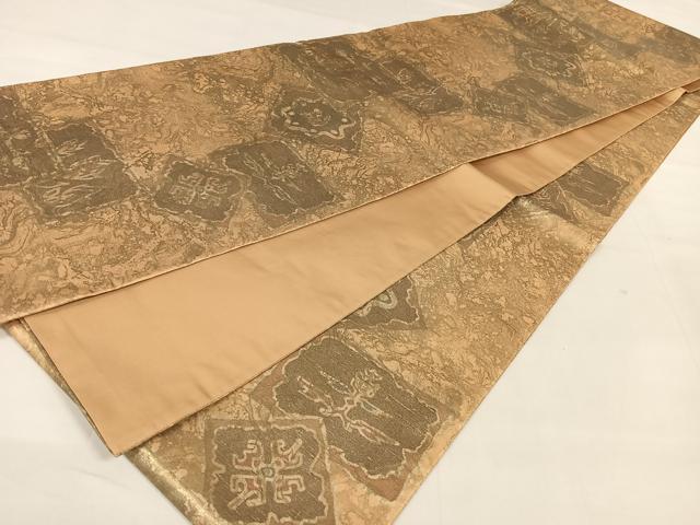 平和屋着物●全通柄袋帯 紬地 壁画文様 金彩 正絹 逸品 AAAW4328np