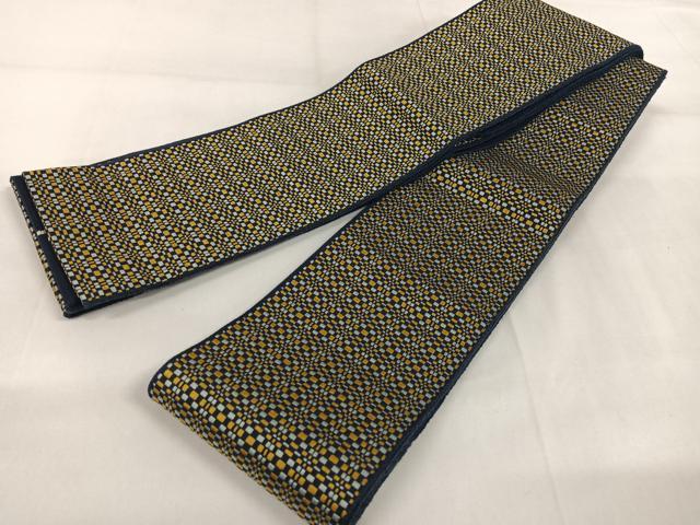 平和屋着物○男性 本場筑前博多織 両面 角帯 変わり市松文 正絹 逸品