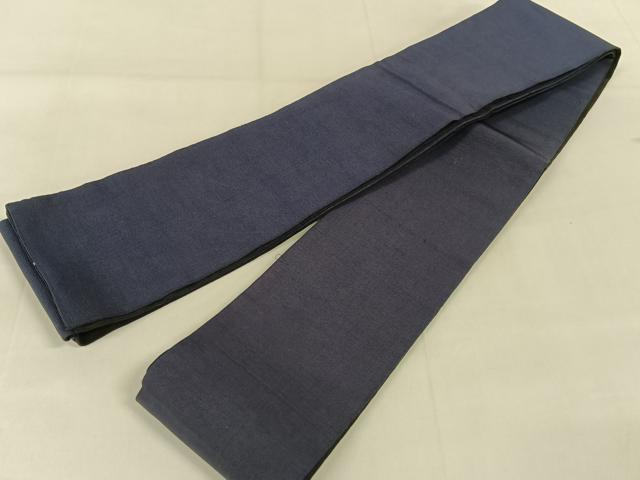 平和屋着物●男性　本場筑前博多織　両面　角帯　紺×黒　正絹　逸品　AAAW4330np