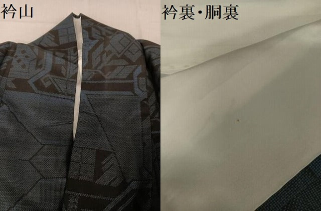 平和屋着物●本場大島紬 カタス7マルキ 幾何学文様 正絹 逸品 AAAW4352np