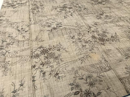 平和屋着物●小千谷紬　流水草花文　正絹　逸品　AAAW4365np