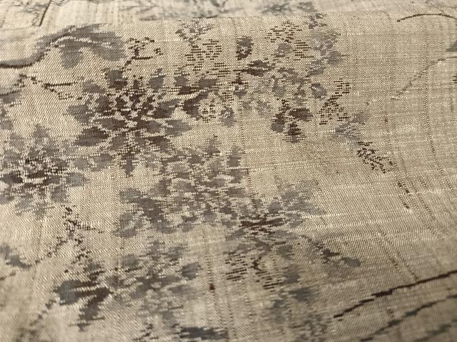 平和屋着物●小千谷紬　流水草花文　正絹　逸品　AAAW4365np