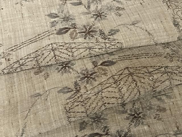 平和屋着物●小千谷紬　流水草花文　正絹　逸品　AAAW4365np