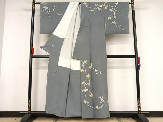 平和屋着物●本加賀友禅作家 由水煌人 訪問着 カラスウリ 正絹 逸品 AAAW4369np