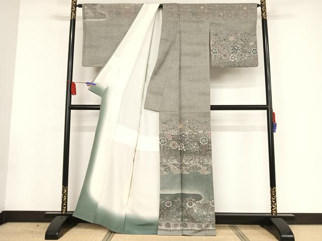 平和屋着物●訪問着 ふくれ織 更紗花文 暈し染め 正絹 逸品 AAAW4375np