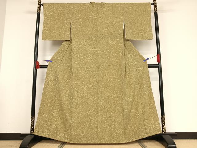 平和屋着物●伝統工芸士 染谷梅治 小紋 枝葉文 たたき染め 正絹 逸品 AAAW4376np