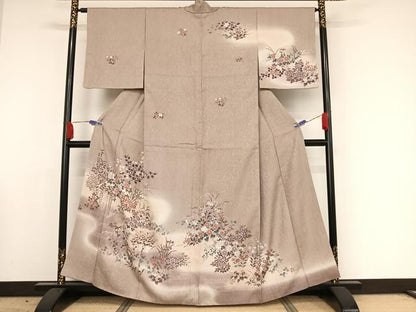 平和屋着物●訪問着 ふくれ織 草花文 暈し染め 正絹 逸品 AAAW4379np
