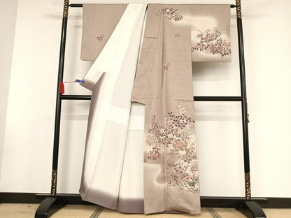 平和屋着物●訪問着 ふくれ織 草花文 暈し染め 正絹 逸品 AAAW4379np