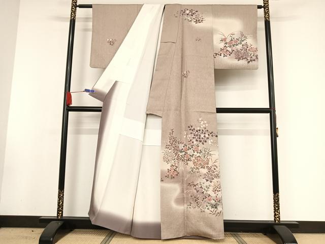 平和屋着物●訪問着 ふくれ織 草花文 暈し染め 正絹 逸品 AAAW4379np