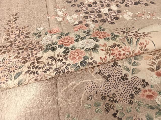 平和屋着物●訪問着 ふくれ織 草花文 暈し染め 正絹 逸品 AAAW4379np