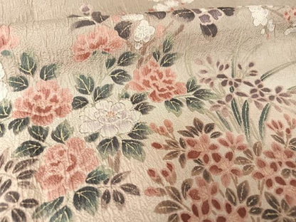 平和屋着物●訪問着 ふくれ織 草花文 暈し染め 正絹 逸品 AAAW4379np