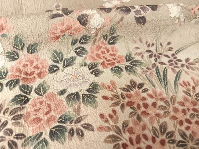 平和屋着物●訪問着 ふくれ織 草花文 暈し染め 正絹 逸品 AAAW4379np