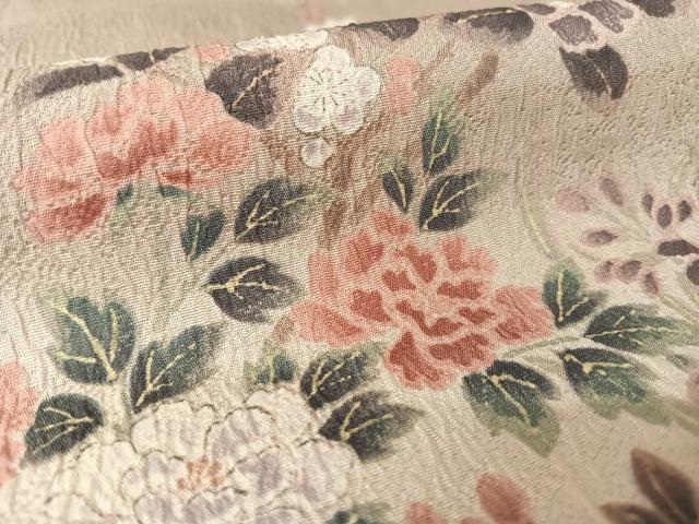 平和屋着物●訪問着 ふくれ織 草花文 暈し染め 正絹 逸品 AAAW4379np