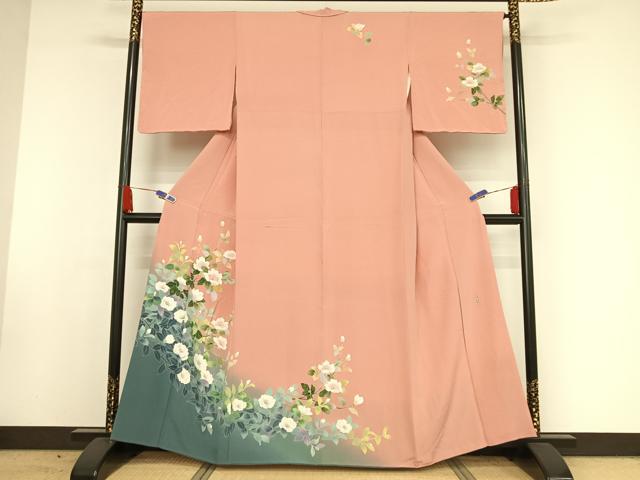 平和屋着物●十日町友禅 女流作家 遠田藤舟 訪問着 枝花文 暈し染め 正絹 逸品 AAAW4384np