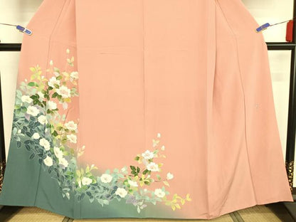平和屋着物●十日町友禅 女流作家 遠田藤舟 訪問着 枝花文 暈し染め 正絹 逸品 AAAW4384np