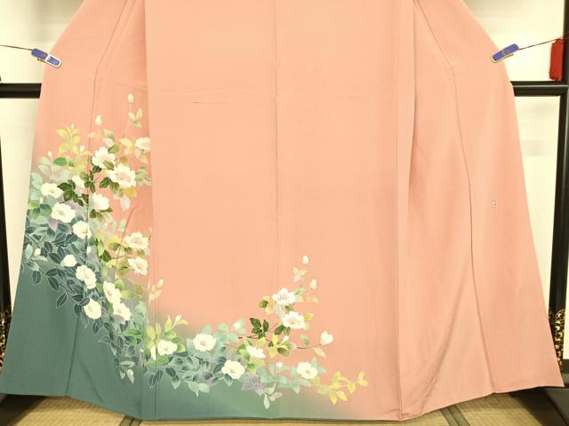 平和屋着物●十日町友禅 女流作家 遠田藤舟 訪問着 枝花文 暈し染め 正絹 逸品 AAAW4384np