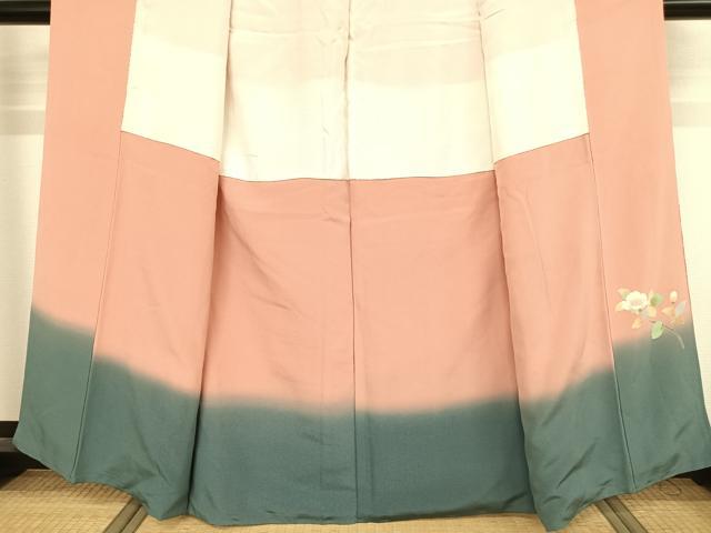 平和屋着物●十日町友禅 女流作家 遠田藤舟 訪問着 枝花文 暈し染め 正絹 逸品 AAAW4384np