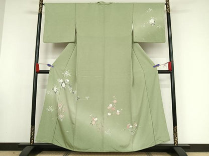 平和屋着物●訪問着 枝花文 暈し染め 正絹 逸品 AAAW4392np