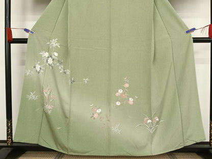 平和屋着物●訪問着 枝花文 暈し染め 正絹 逸品 AAAW4392np