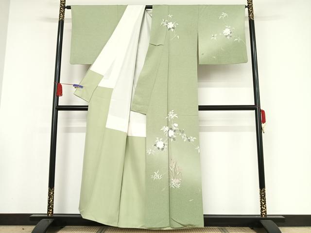 平和屋着物●訪問着 枝花文 暈し染め 正絹 逸品 AAAW4392np