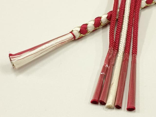 平和屋着物●和装小物　振袖用帯締め　ちりめん細工　パール　金糸　逸品　未使用　AAAW4491ay