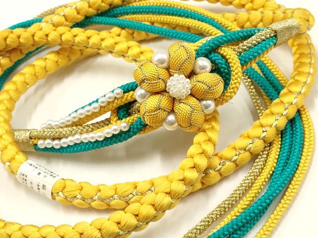 平和屋着物●和装小物　振袖用帯締め　装飾　パール　あわじ玉　金糸　逸品　未使用　AAAW4492ay
