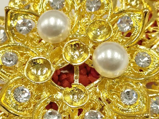 平和屋着物●和装小物 振袖用帯締め 装飾 パール ラインストーン 金糸 逸品 未使用 AAAW4498ay