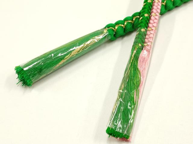 平和屋着物●和装小物 振袖用帯締め2本セット 装飾 パール ビーズ 金糸 逸品 未使用 AAAW4501ay