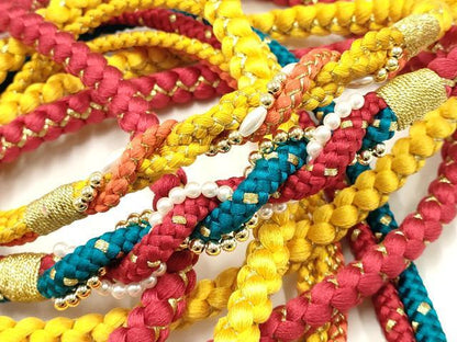 平和屋着物●和装小物 振袖用帯締め2本セット 装飾 パール ビーズ 金糸 逸品 未使用 AAAW4502ay