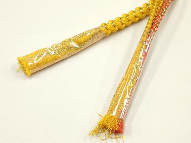 平和屋着物●和装小物 振袖用帯締め2本セット 装飾 パール ビーズ 金糸 逸品 未使用 AAAW4502ay