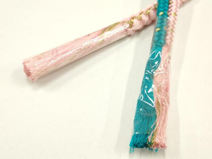 平和屋着物●和装小物 振袖用帯締め2本セット 装飾 ラインストーン パール ビーズ 金糸 逸品 未使用 AAAW4503ay