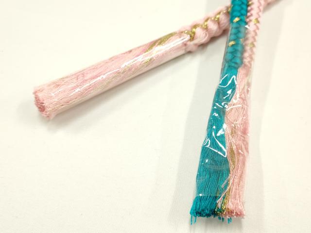 平和屋着物●和装小物 振袖用帯締め2本セット 装飾 ラインストーン パール ビーズ 金糸 逸品 未使用 AAAW4503ay