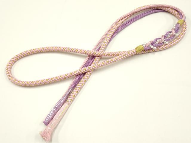 平和屋着物●和装小物 振袖用帯締め2本セット 装飾 パール ラインストーン 金糸 逸品 未使用 AAAW4504ay